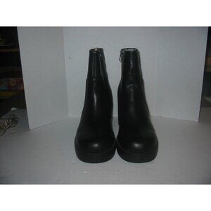Mia Black Faux Leather Ankle Boots With Chunky Heel Size 10M